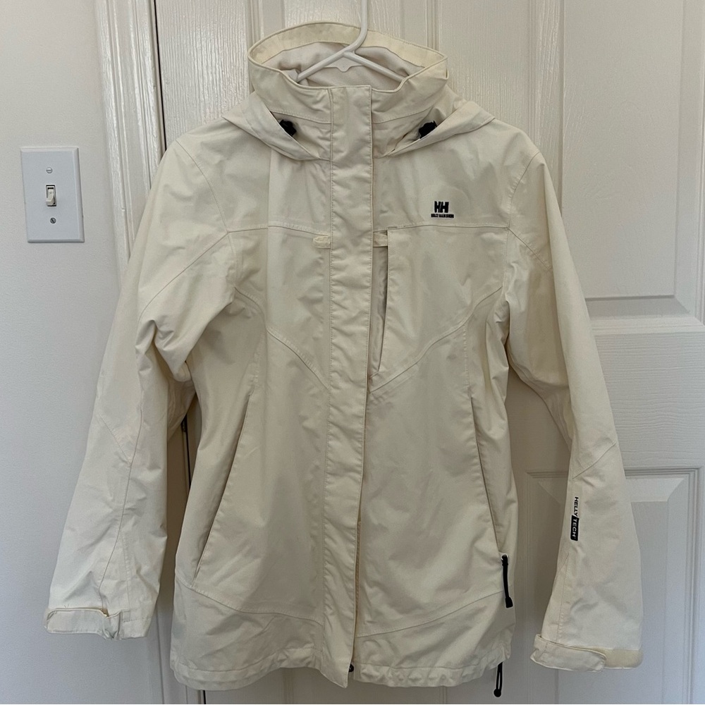 Helly Hansen Hooded Jacket Shell Women’s Size S Cream Off-White